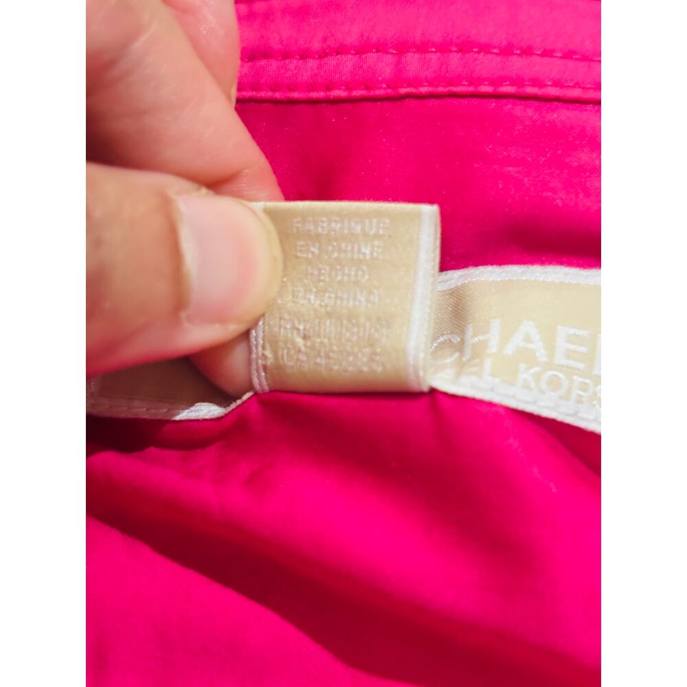 MICHAEL Michael Kors Hot Pink Button Down Shirt XL Gold Buttons Barbiecore - Picture 10 of 13